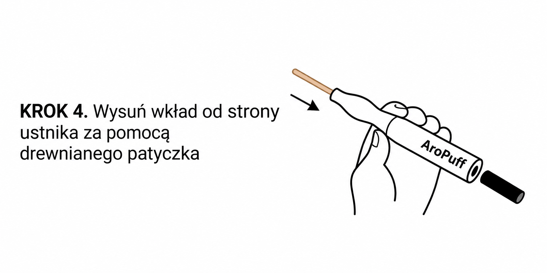 Wypychanie zużytego wkładu z inhalatora drewnianym patyczkiem
